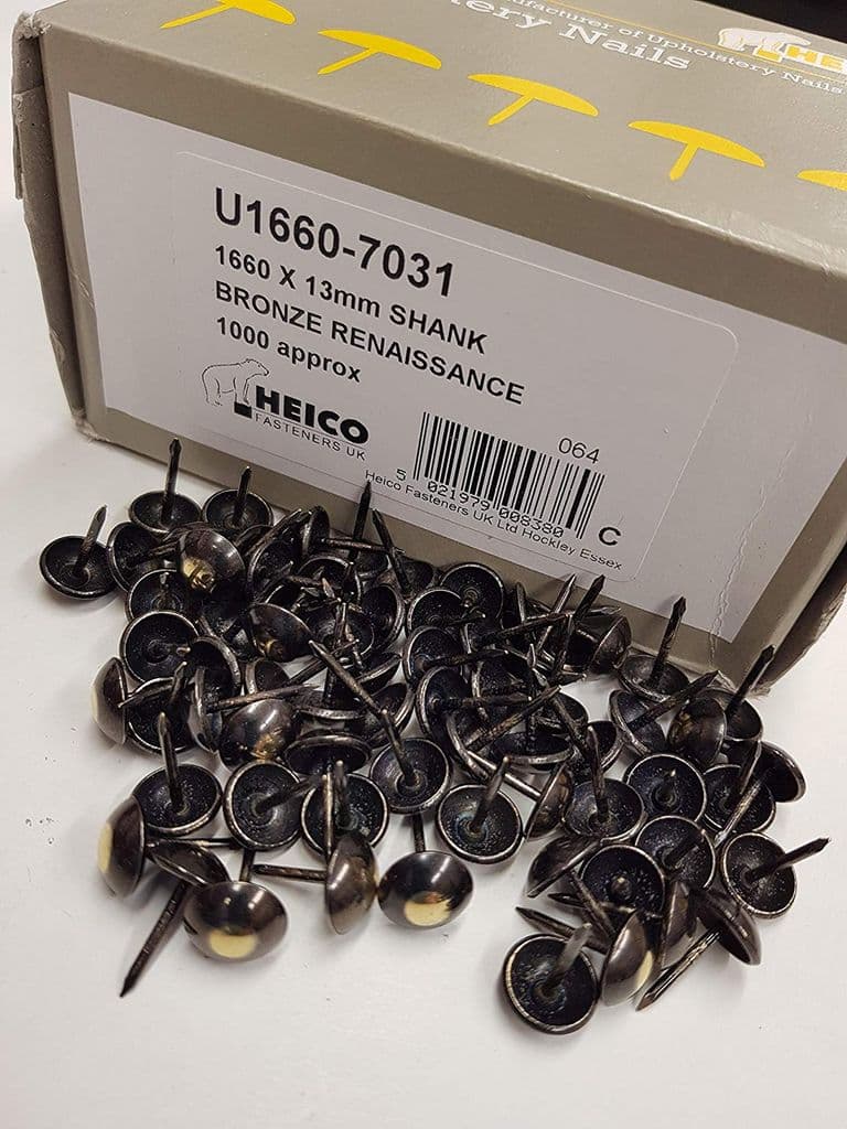 1000 BRONZE RENAISSANCE UPHOLSTERY NAILS Heico 1660 CHAIR STUDS